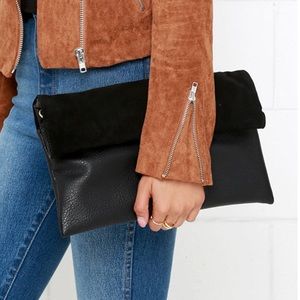 Black Faux Leather Clutch